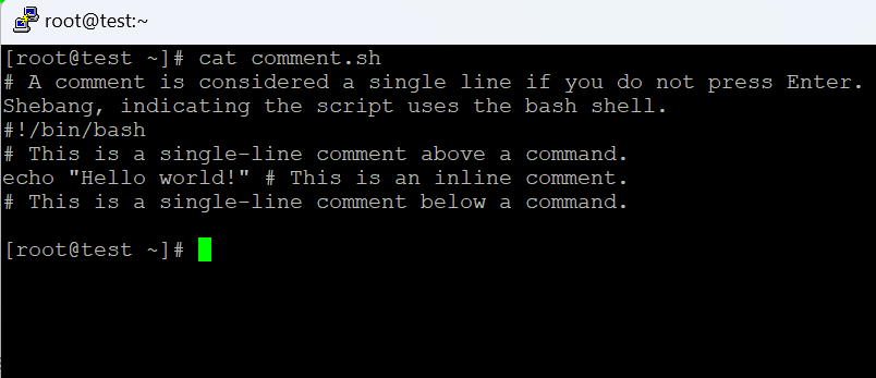 # This is a single-line comment below a command.