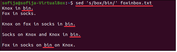 sed 's/box/bin/' foxinbox.txt
