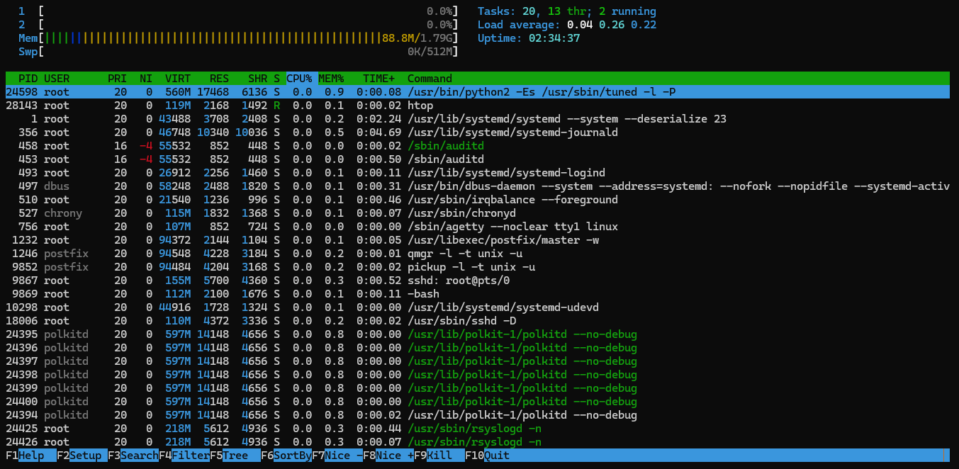 List Running Processes in Linux by Using the htop Command