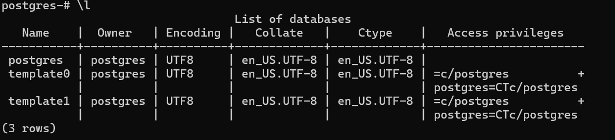 Listing Databases via Psql Terminal