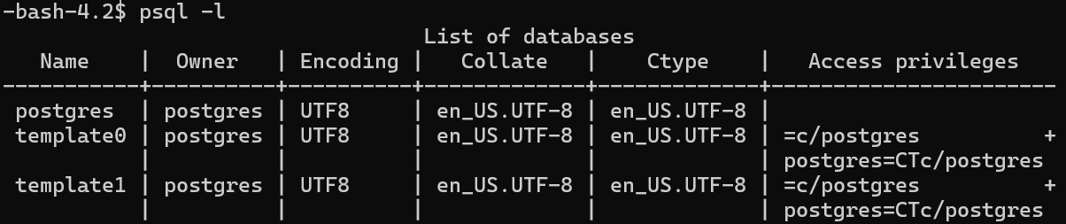 Listing Databases via Psql Terminal